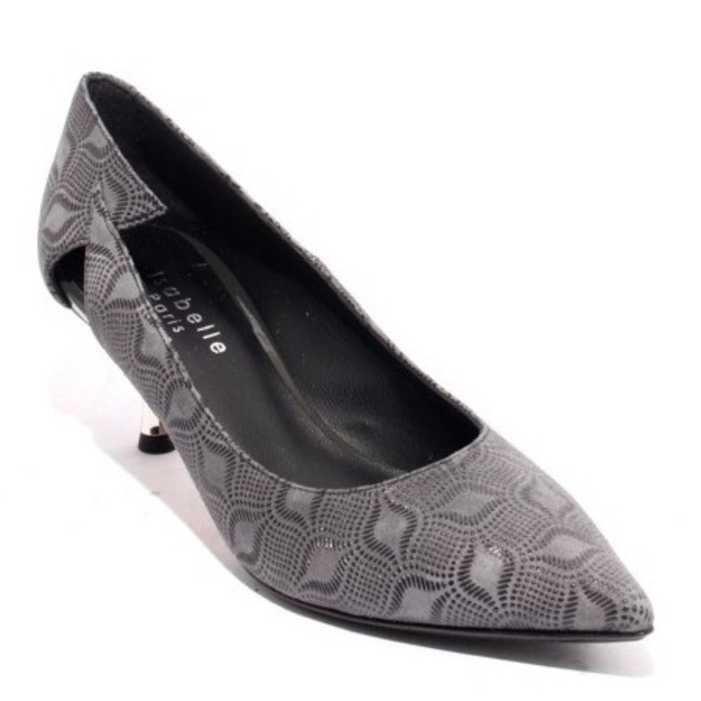 ITALIAN Gray Suede Pointy Toe Classic Heel Pumps